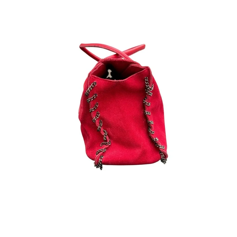 Laura Biagiotti‎ Satchel Bag Womens Medium Red Good Vintage Suede Chain